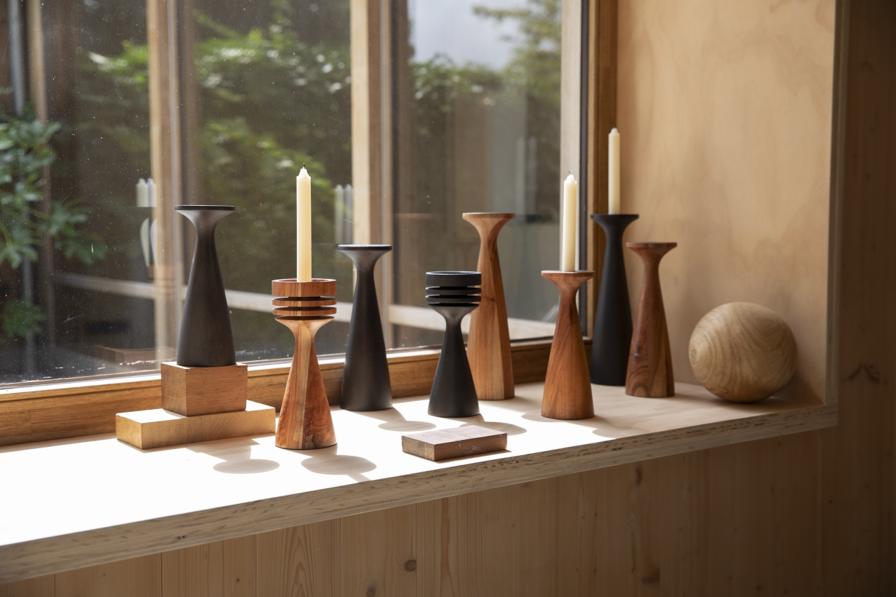 Support de bougie 'Flames' - Marron L