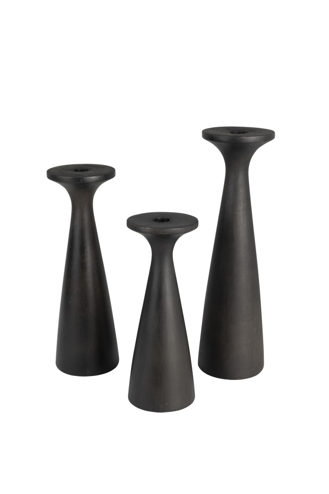 Support de bougie 'Flames' - Noir S