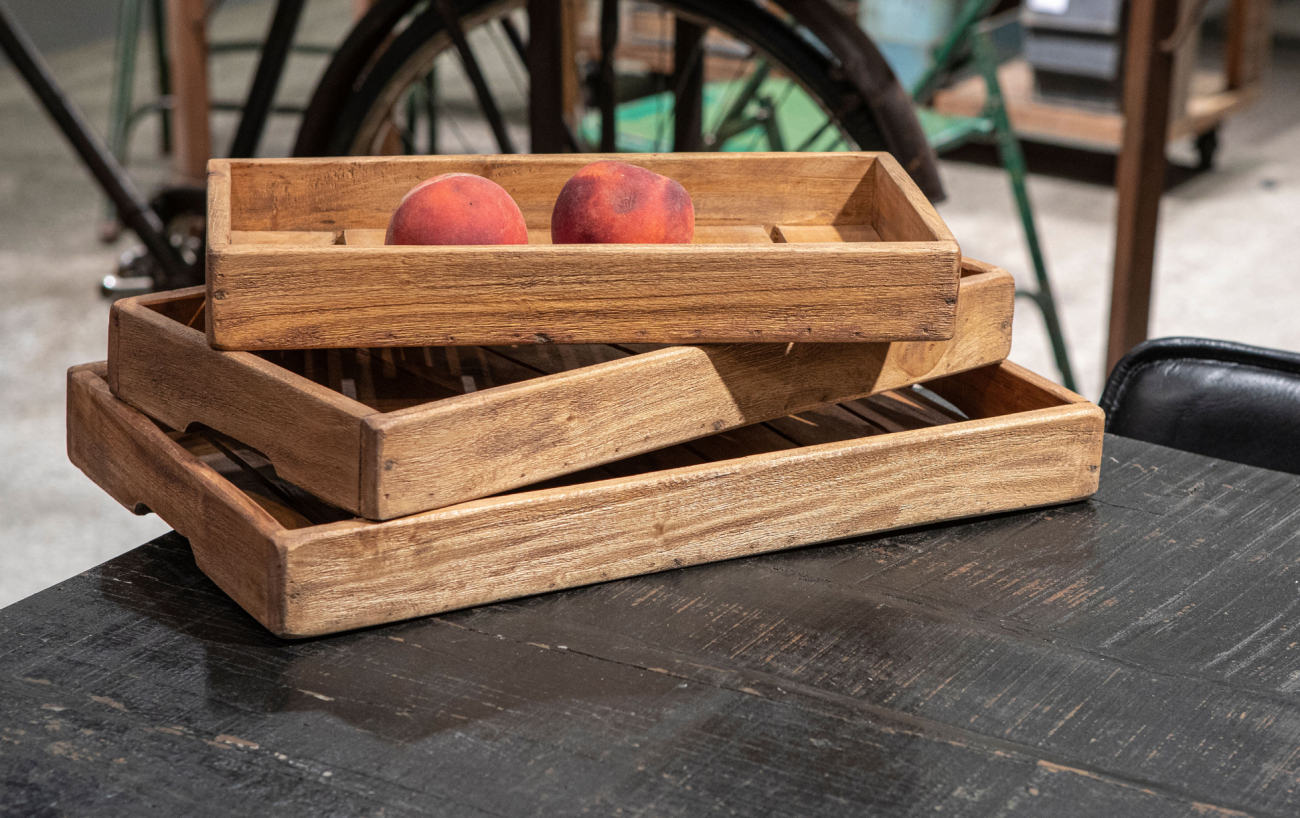 Pack de 3 plateau en bois 'Recycled' - Bois