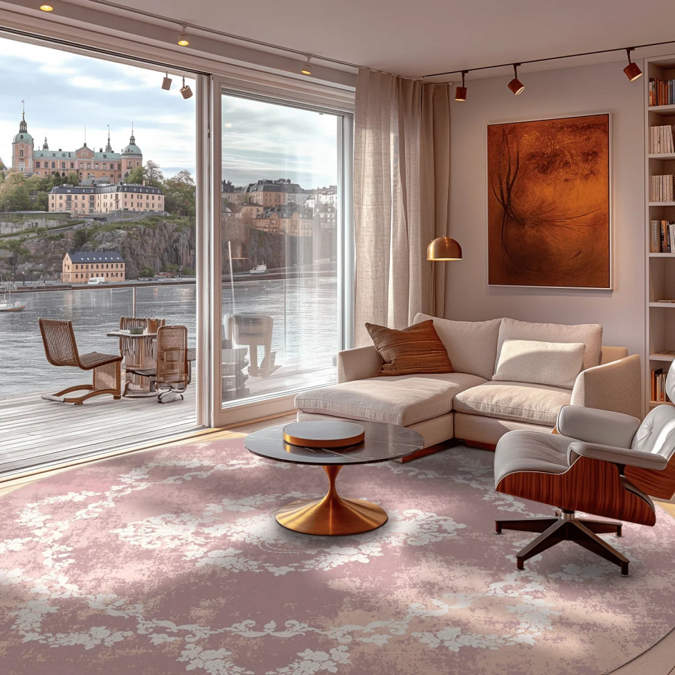 Tapis rond 'Nefta' 180cm - Rose