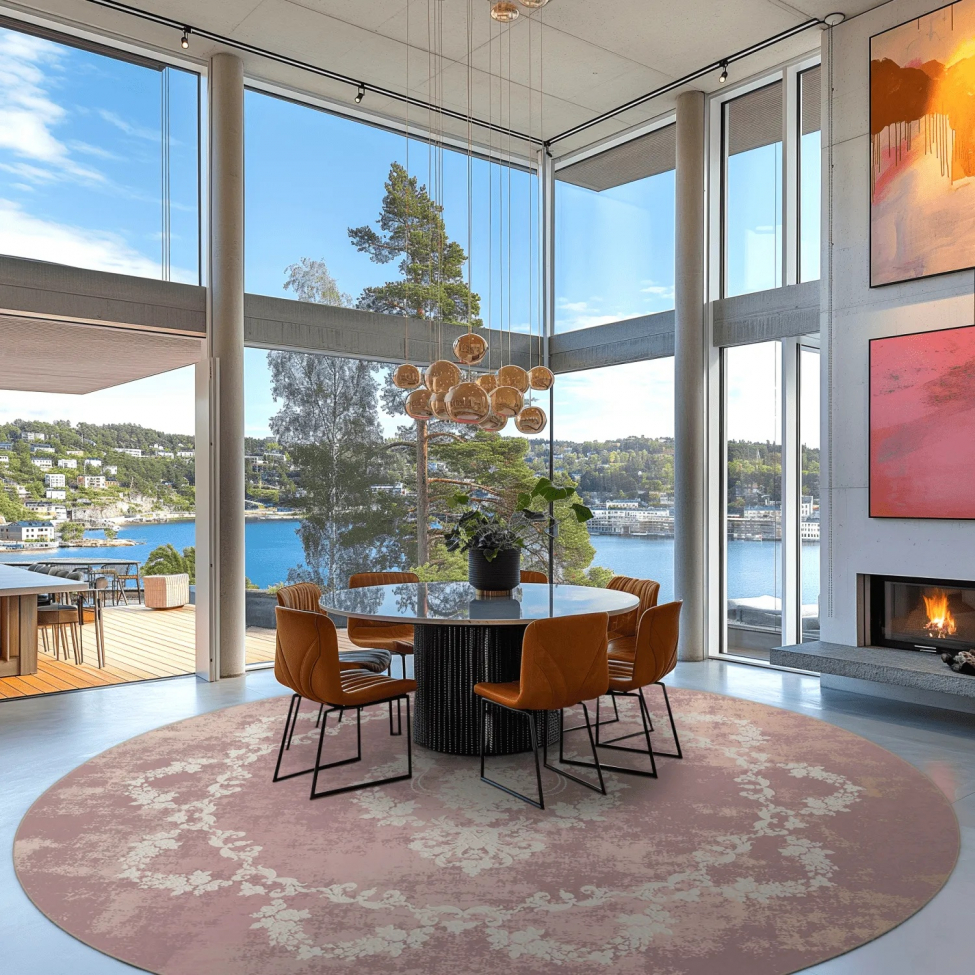 Tapis rond 'Nefta' 180cm - Rose