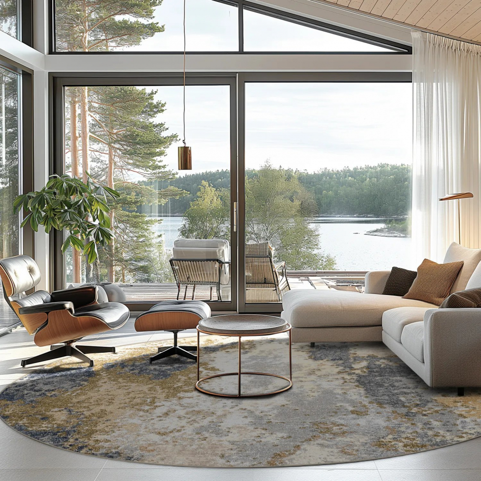 Tapis rond 'Travale' 180cm - Gris/Multi