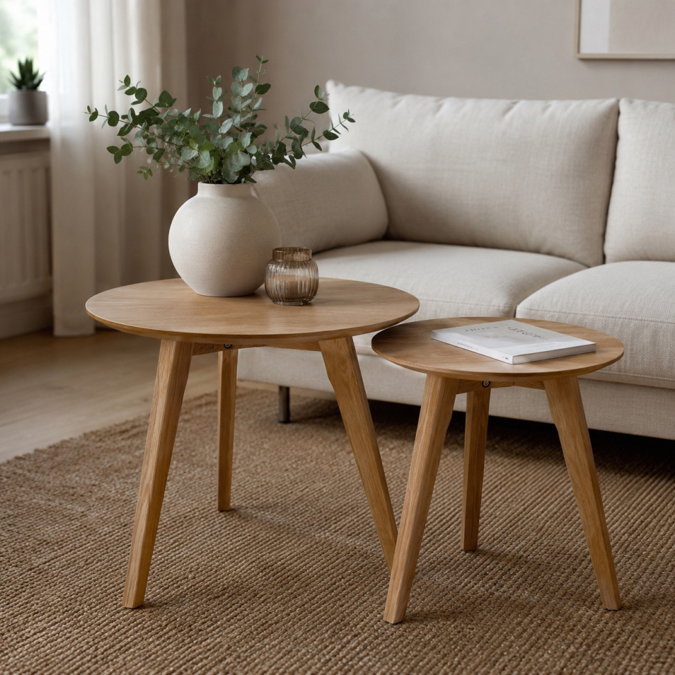 Table basse Ronde 'Nagano' 2 pièces - Chêne