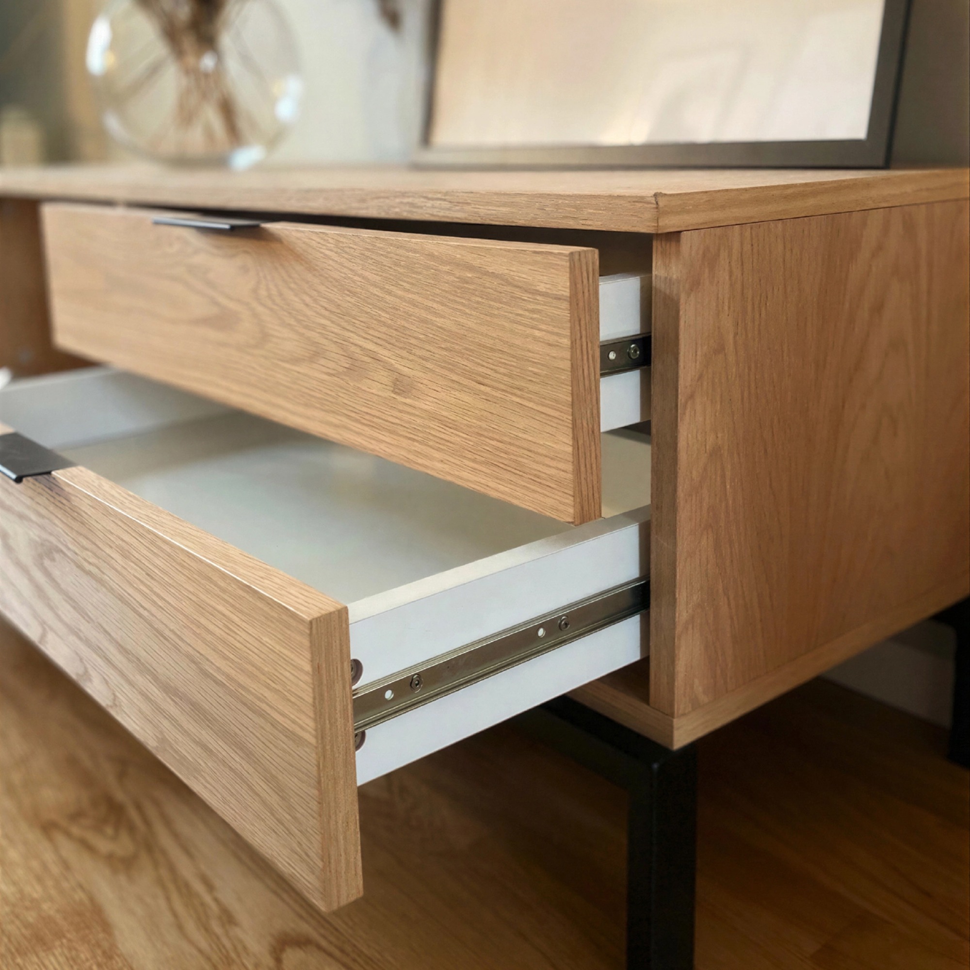 Meuble TV 'Grant' - Ch&ecirc;ne/Fer