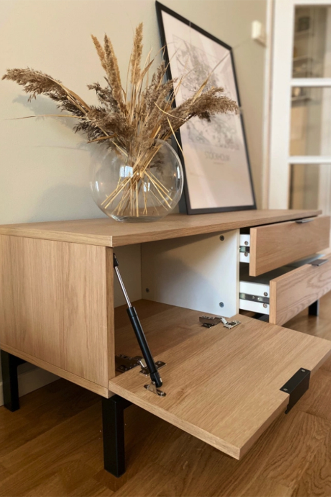 Meuble TV 'Grant' - Chêne/Fer