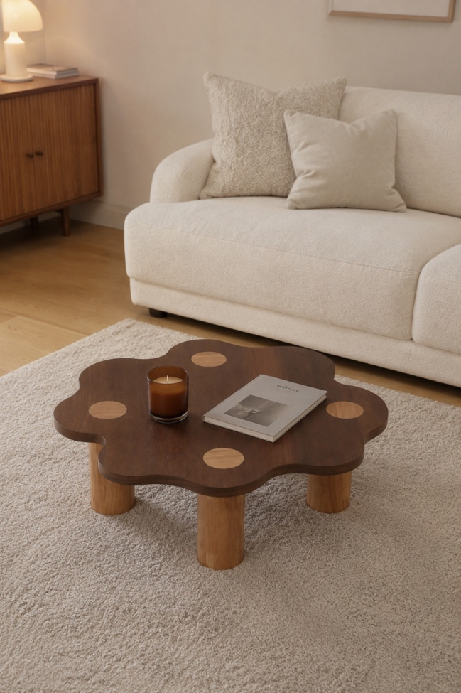 Table basse 'Livora' 107x98cm - Noyer