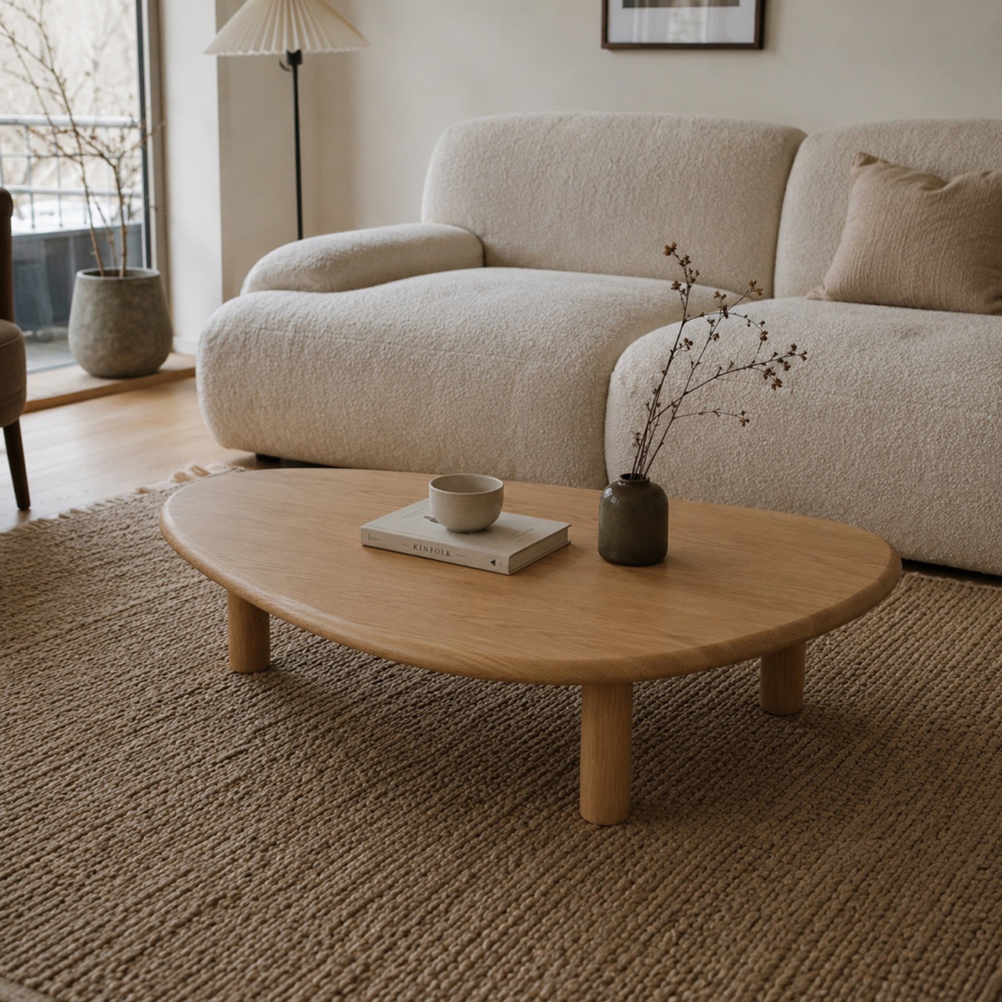 Table basse 'Uovo' 116.5x73cm - Naturel