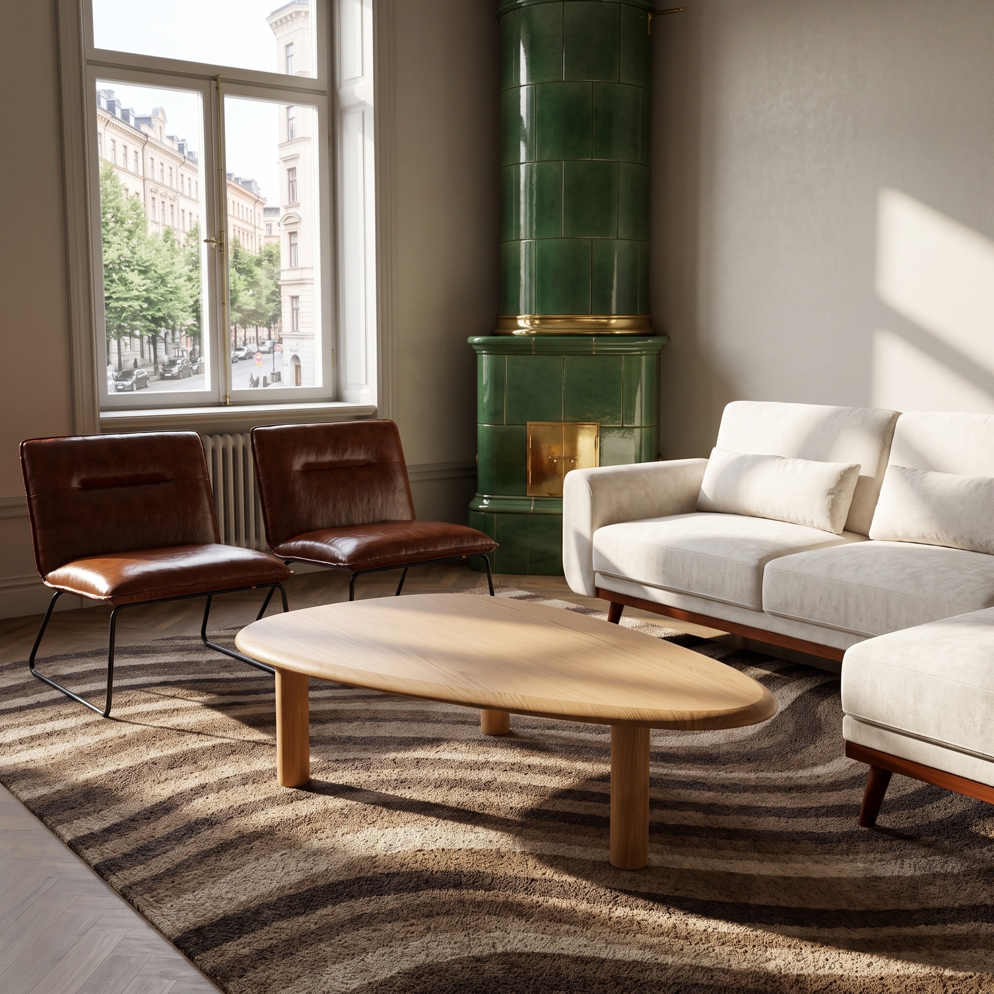 Table basse 'Uovo' 116.5x73cm - Naturel