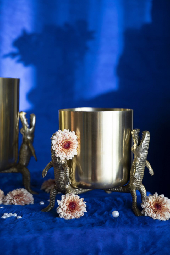 Vase 'Crocodile' M - Laiton