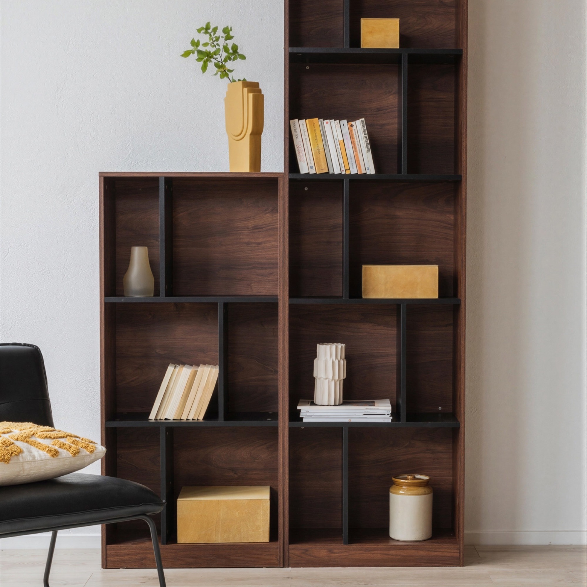 Biblioth&egrave;que 'Colin' 60x129 - Noyer/Noir