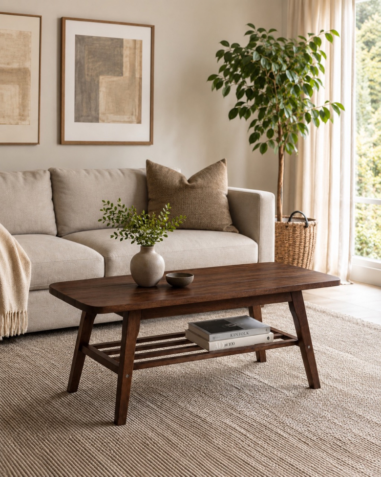 Table basse 'Créme' - Noyer