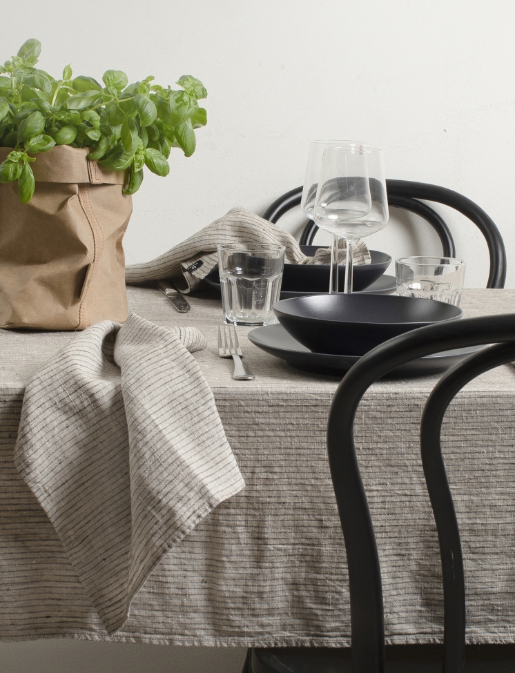 Serviette 'Linus' 45x45 - Naturel/Noir