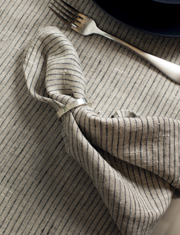 Serviette 'Linus' 45x45 - Naturel/Noir