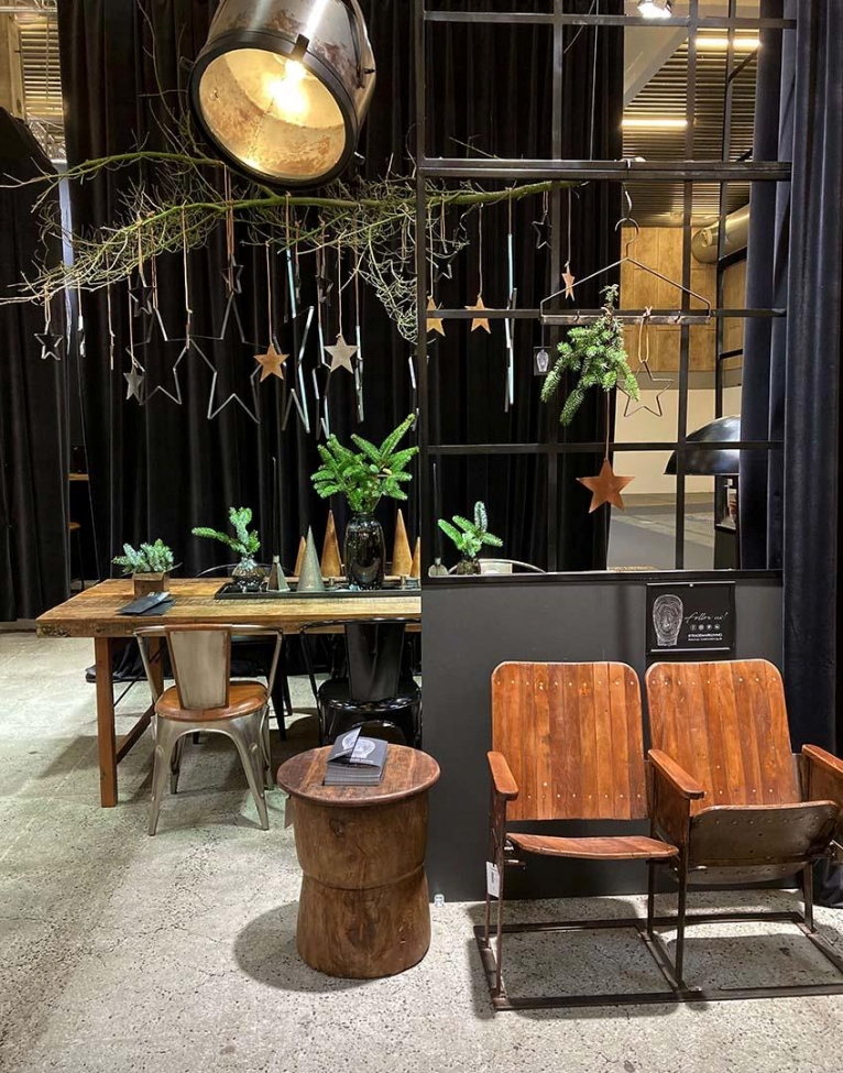 Banc de cinéma vintage 'Bollywood' - Brun