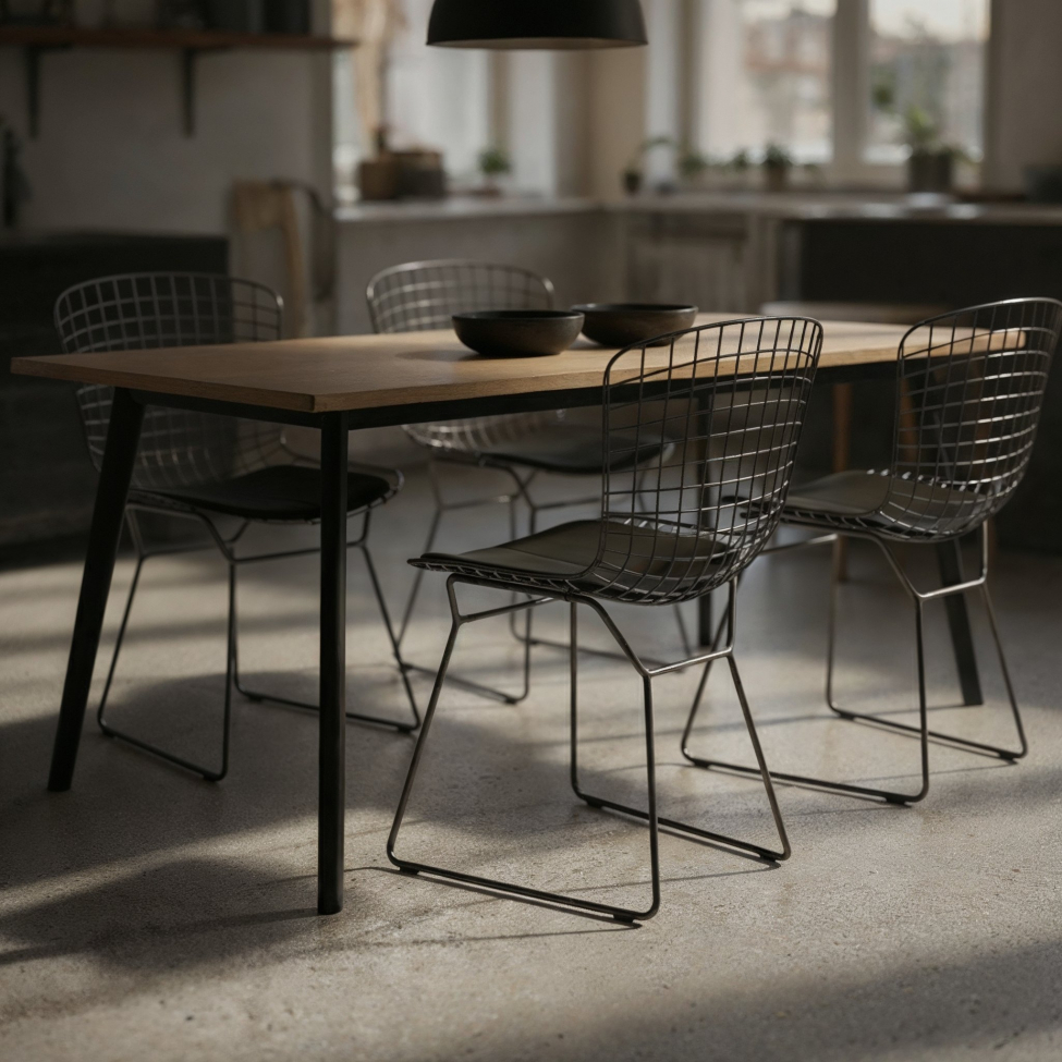 Table à manger 'Klassisk' 140x80cm - Noir/Chêne