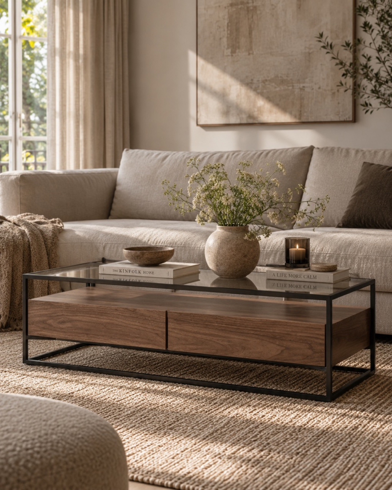 Table basse 'Detroit' - Noyer/Noir
