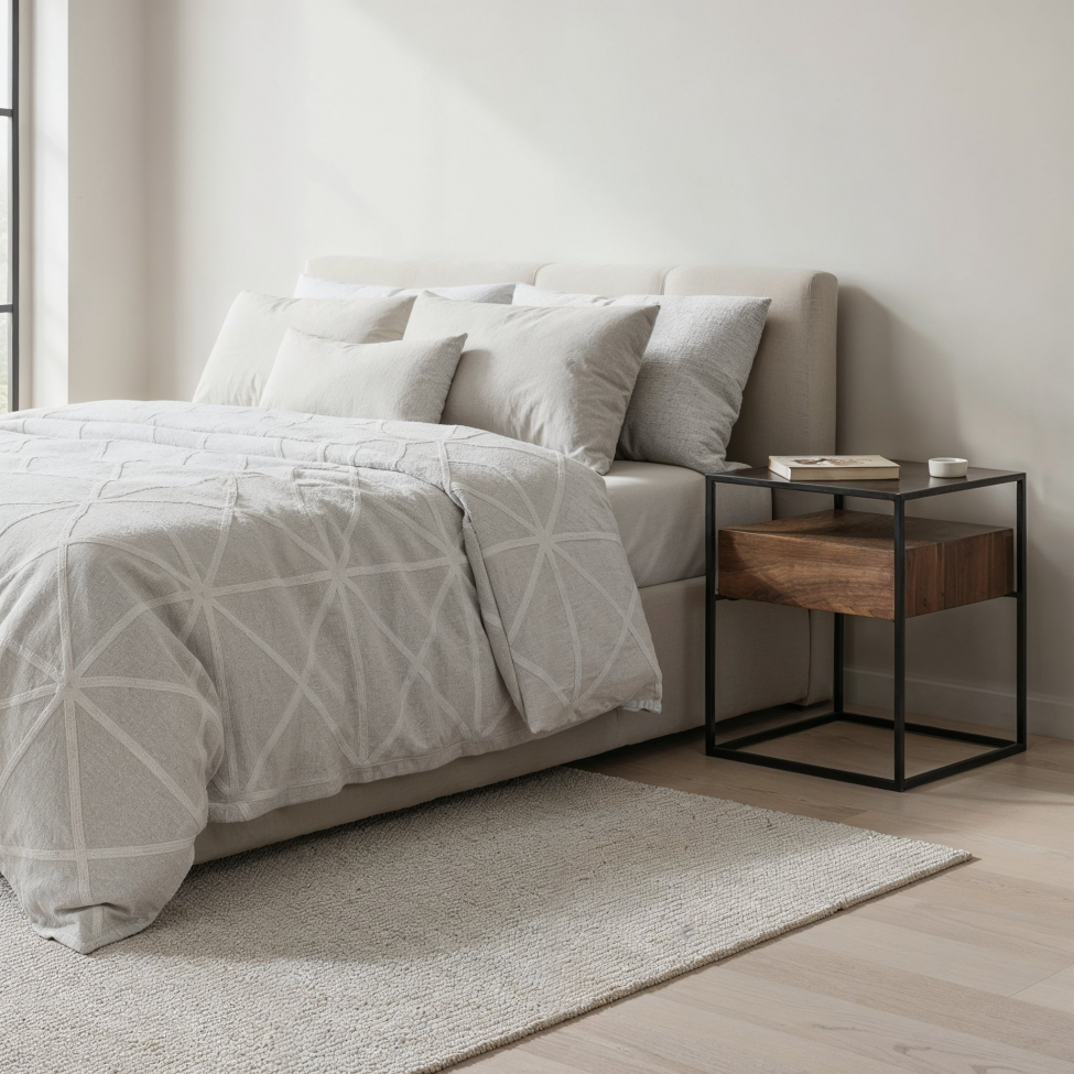 Table de nuit 'Detroit' - Noyer/Noir