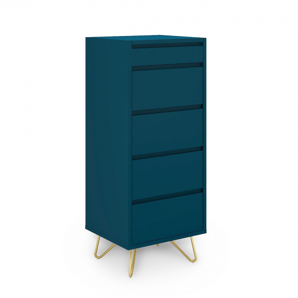 Commode 'Elle' 45x110 - Turquoise/Laiton