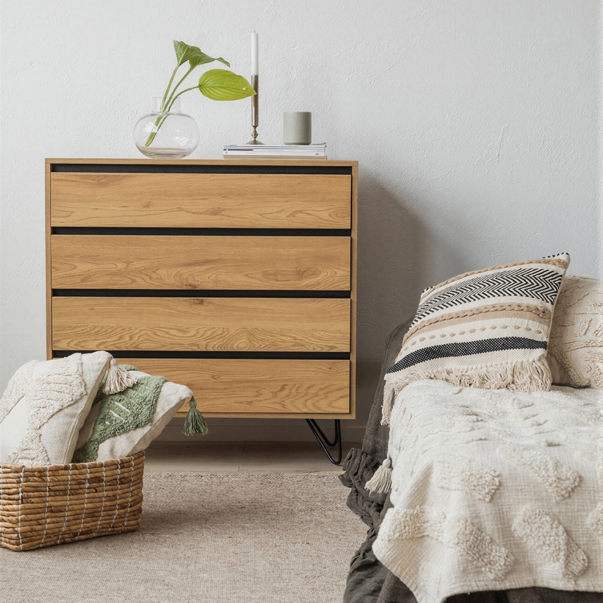 Commode 'Elle' 90x90 - Ch&ecirc;ne/Noir