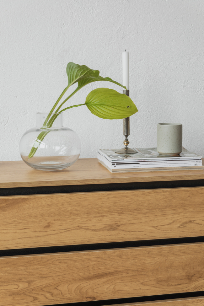 Commode 'Elle' 90x90 - Chêne/Noir