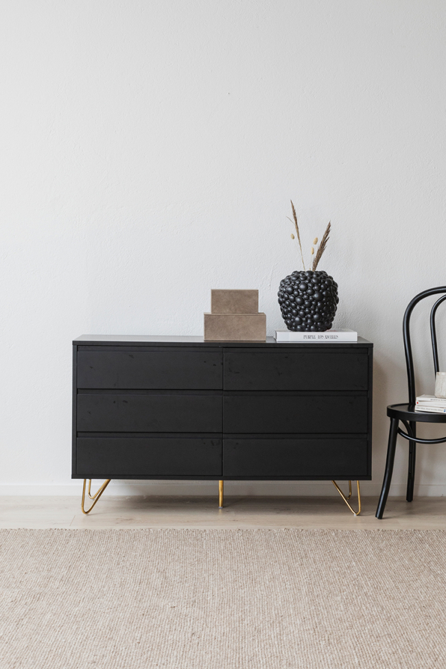 Commode 'Elle' 120x70 - Noir/Laiton