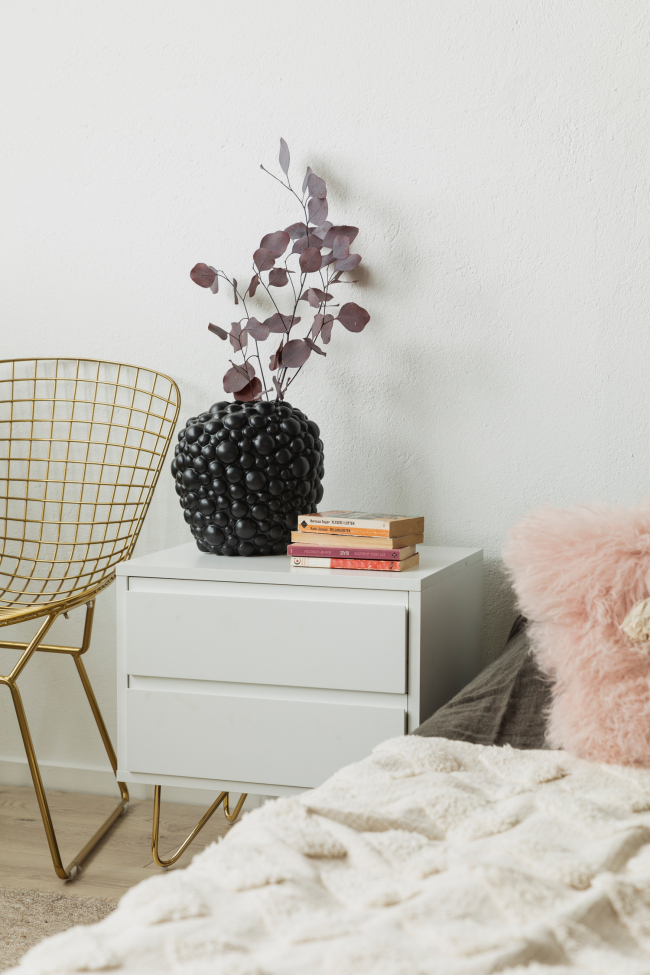 Table de nuit 'Elle' - Blanc/Laiton