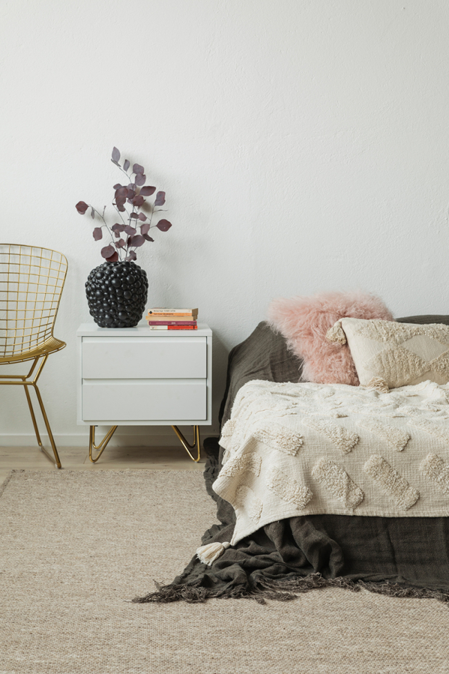 Table de nuit 'Elle' - Blanc/Laiton