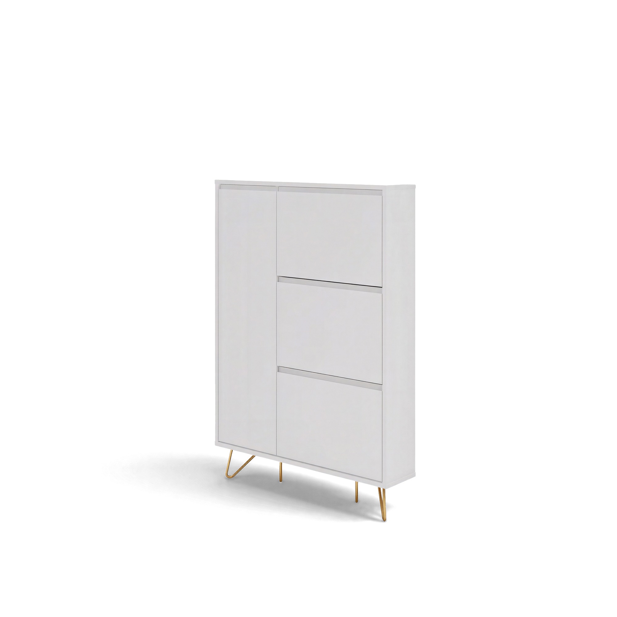 Meuble &agrave; chaussures 'Elle' - Blanc/Laiton