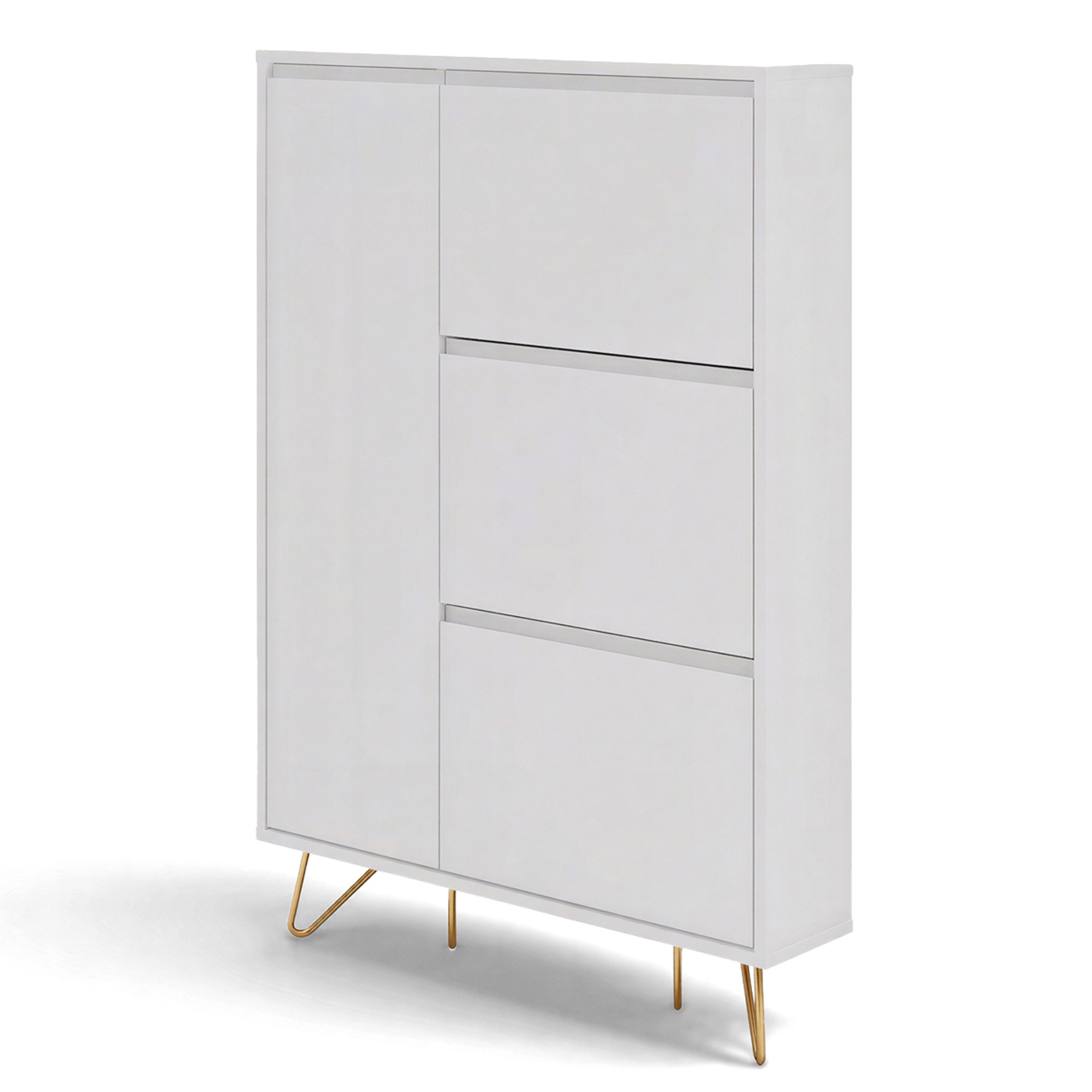 Meuble à chaussures 'Elle' - Blanc/Laiton
