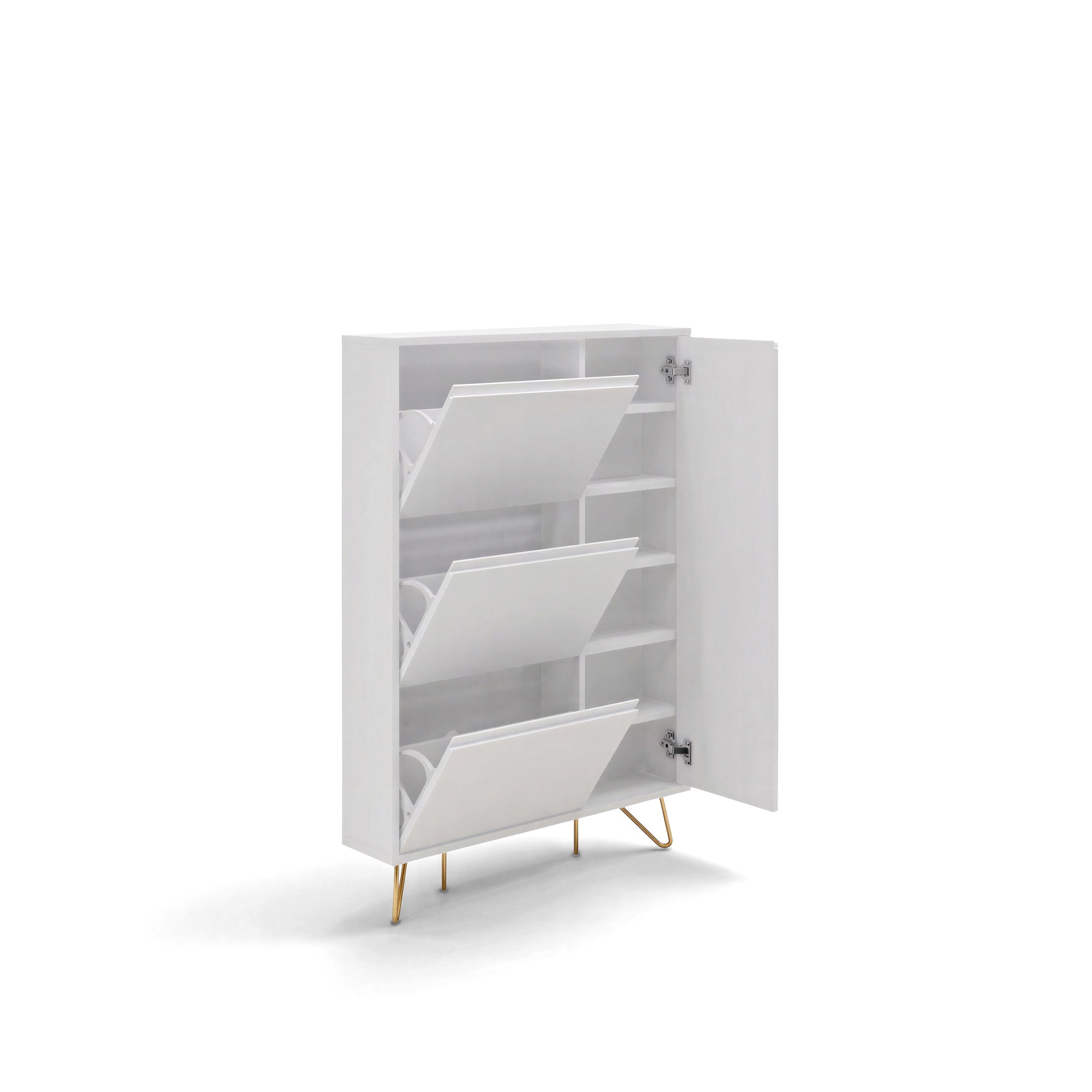 Meuble &agrave; chaussures 'Elle' - Blanc/Laiton
