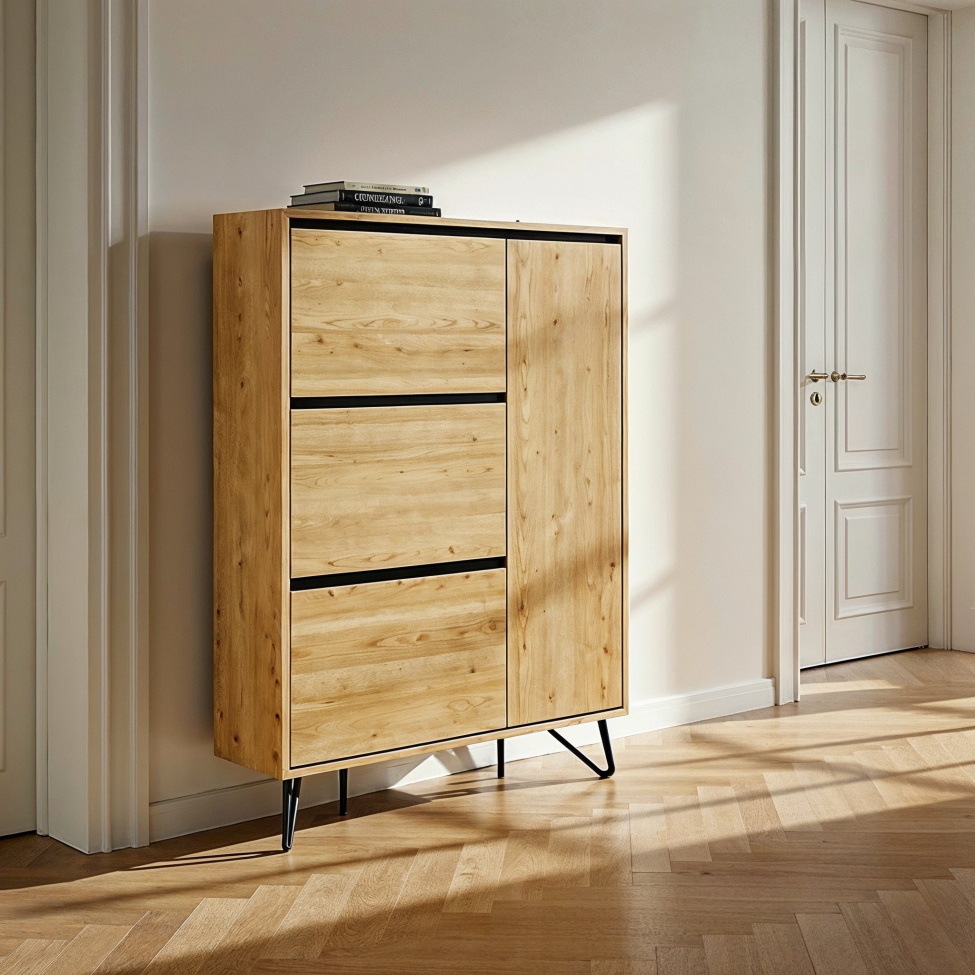 Meuble &agrave; chaussures 'Elle' - Ch&ecirc;ne/Noir