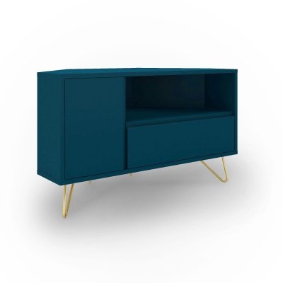 Meuble TV 'Elle' pour coin - Turquoise/Laiton