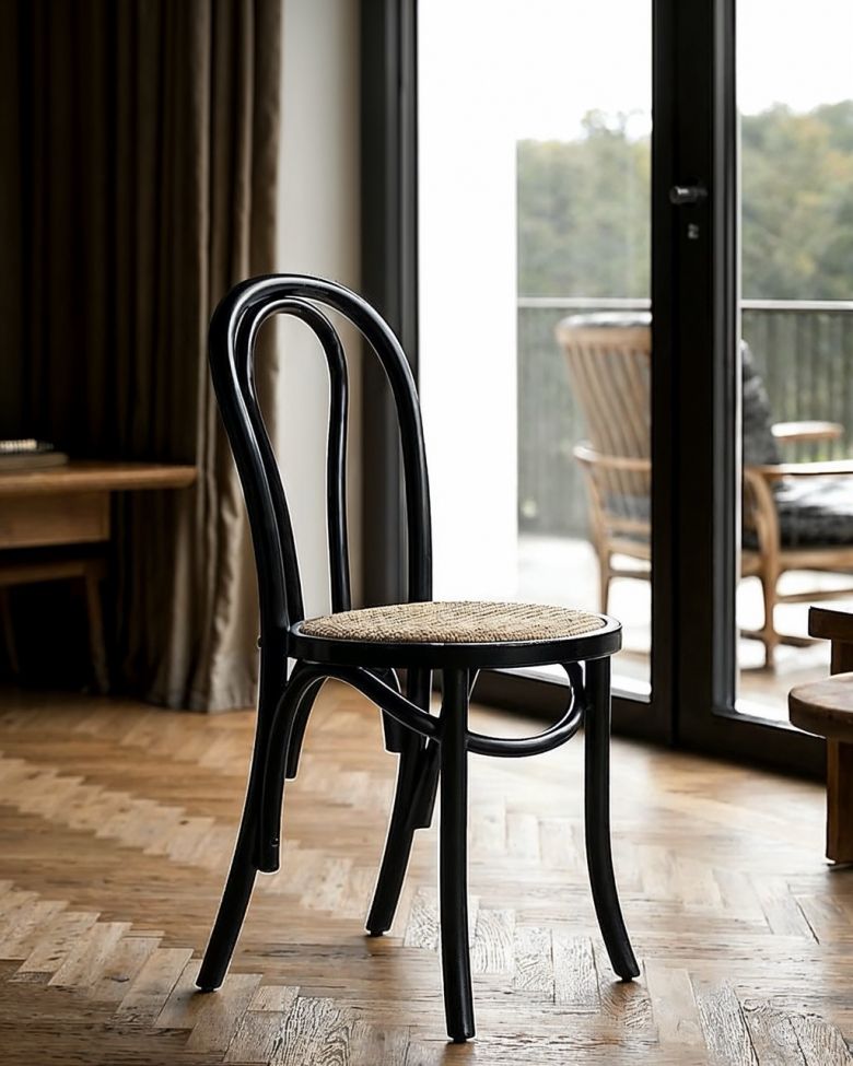 Chaise 'Bistro' - Rotin/Noir