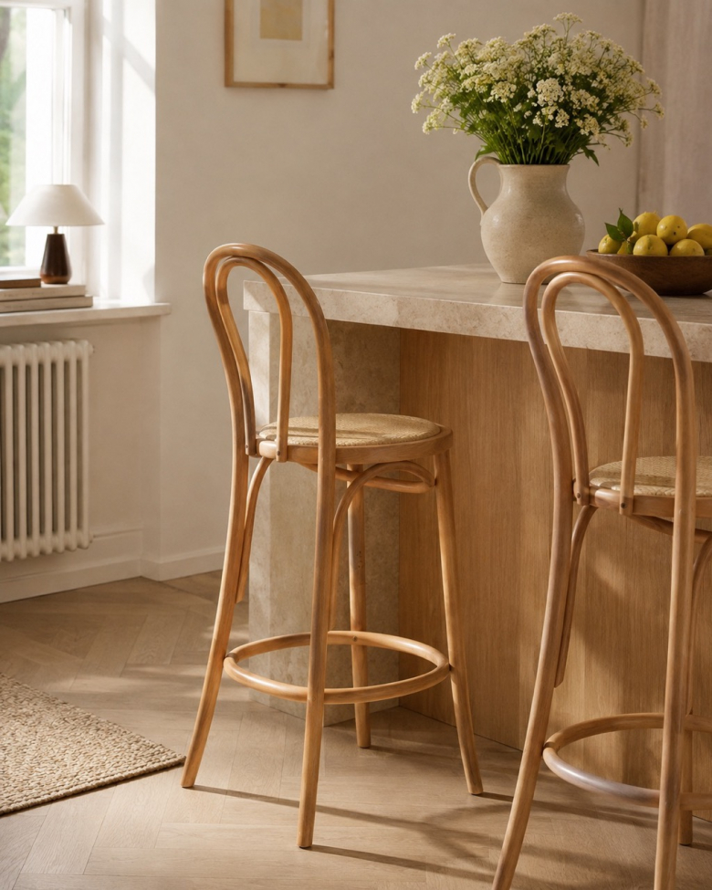 Tabouret de bar 'Bistro' - Naturel/Rotin