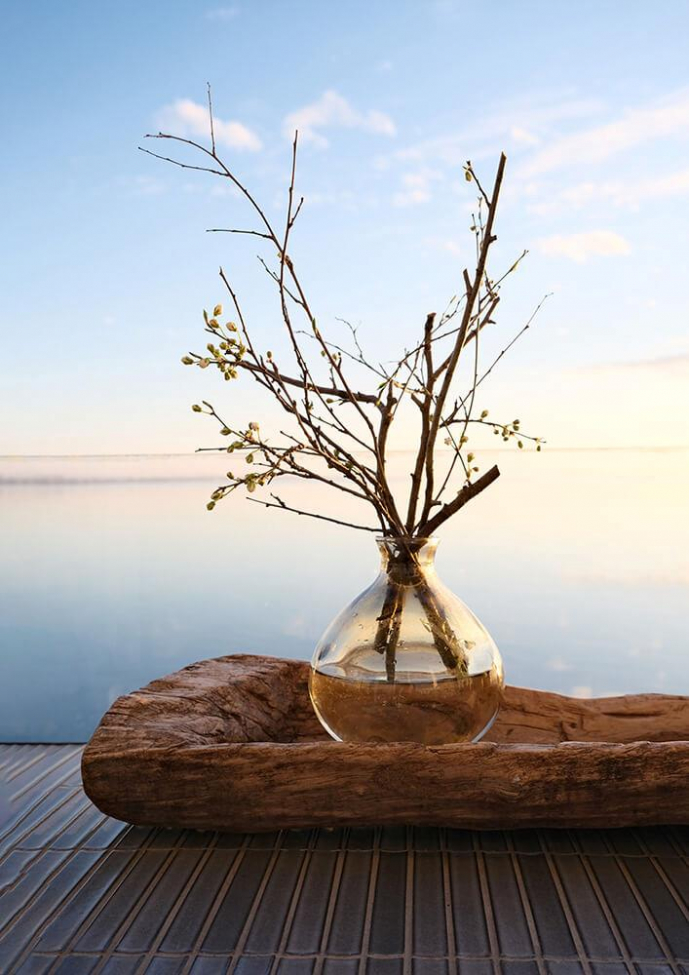 Vase en verre 'Melvin' Bas - Beige