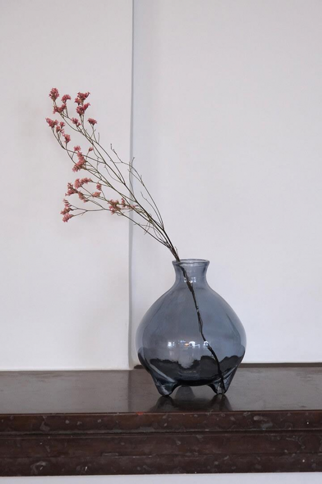 Vase en verre 'Melvin' Bas - Bleu