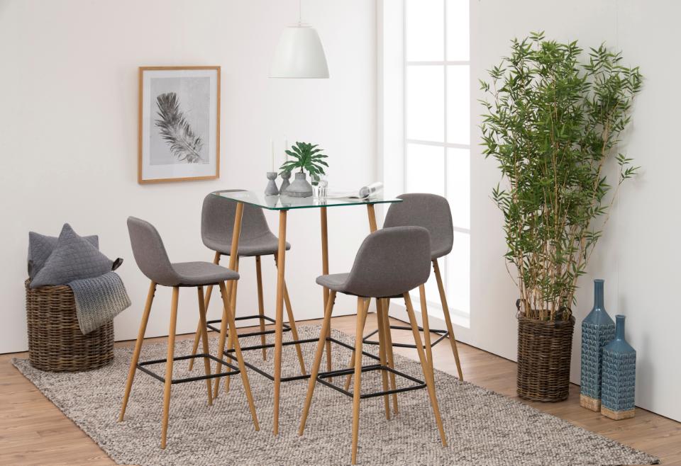 Tabouret de bar 'Soller' - Nature/Gris clair