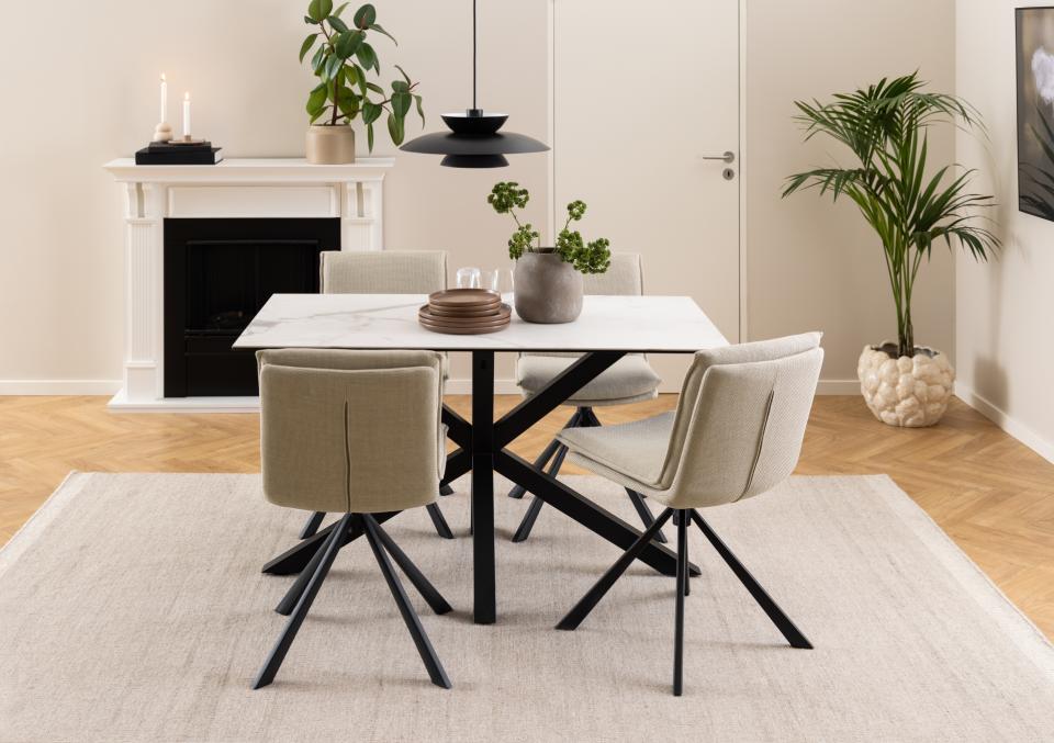 Table à manger 'Heaven' 135x80cm - Blanc/Noir