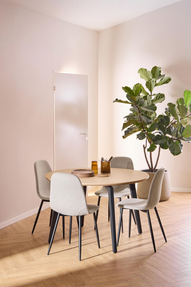 Table à manger 'Cadiz' Ronde 120x75cm - Nature/Noir