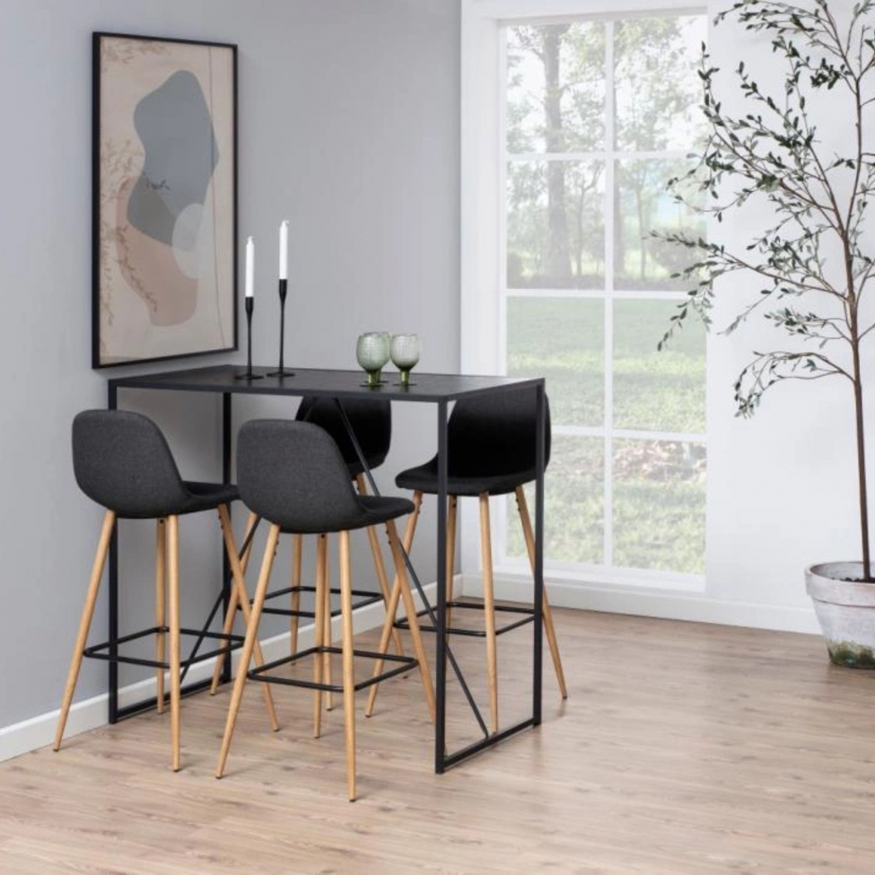 Tabouret de bar 'Soller' - Nature/Gris fonc&eacute;