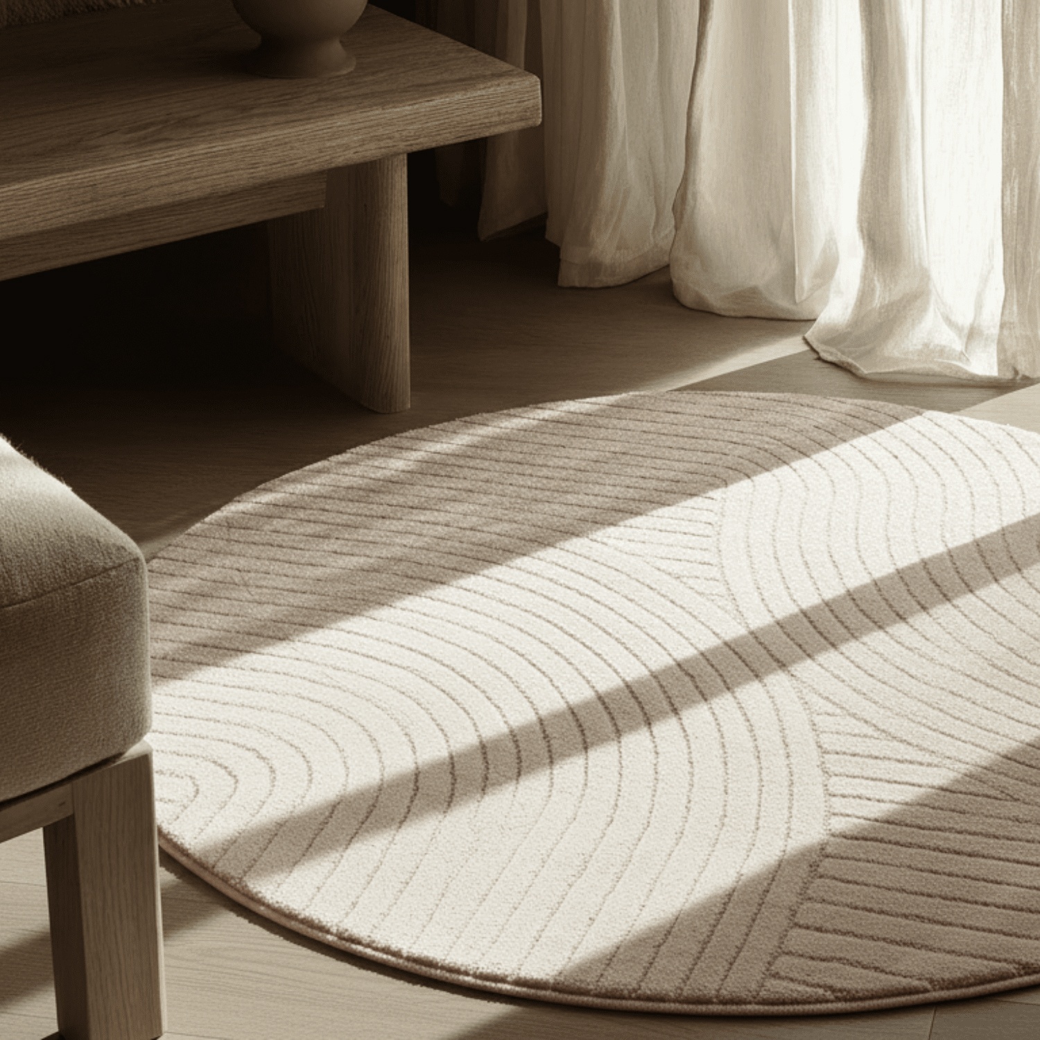 Tapis rond 'Devon' - Crème