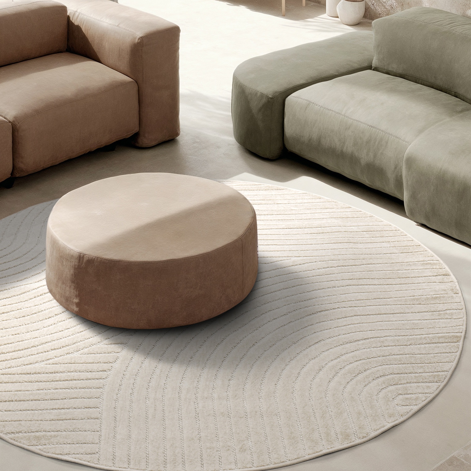 Tapis rond 'Devon' - Crème