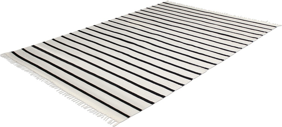 Tapis en coton 'Helle' - Blanc/Noir