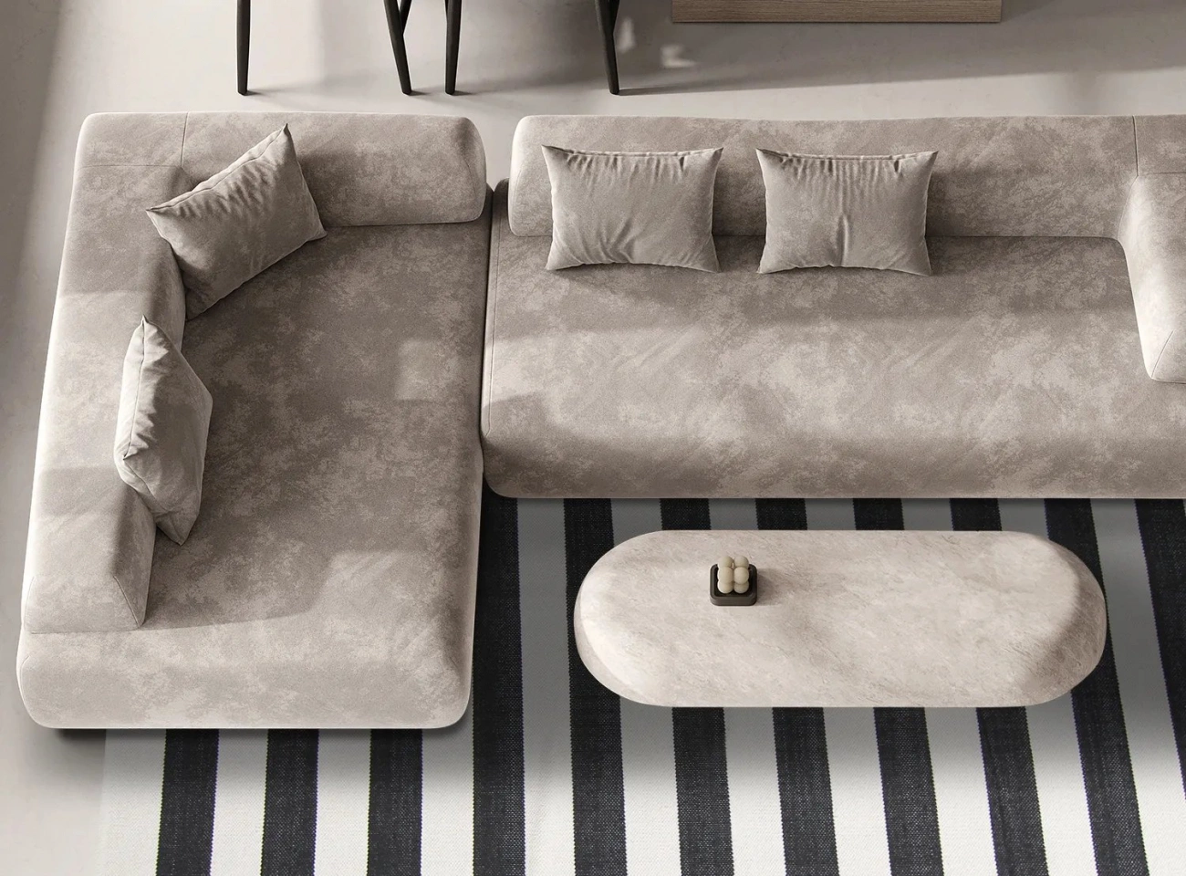 Tapis en coton 'Nilo' - Blanc/Noir