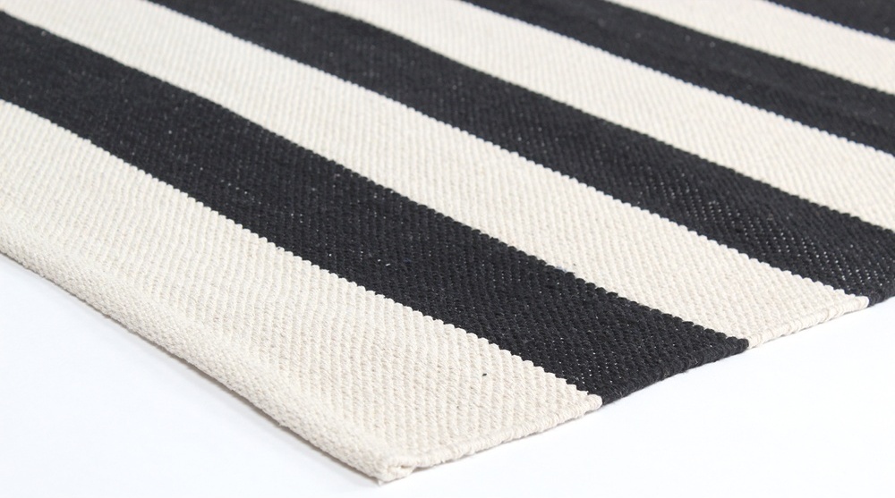 Tapis en coton 'Nilo' - Blanc/Noir