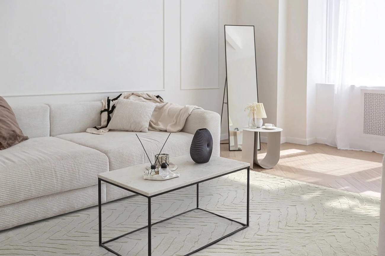 Tapis à poils longs 'Wren' - Blanc