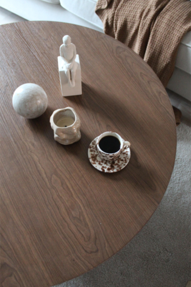 Table basse 'Rounded' Ronde 100cm - Noyer