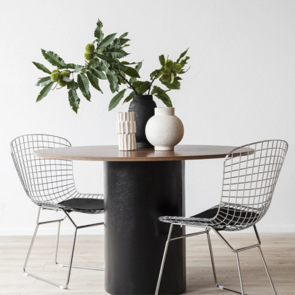 Table &agrave; manger 'Rounded' Ronde 120cm - Noyer