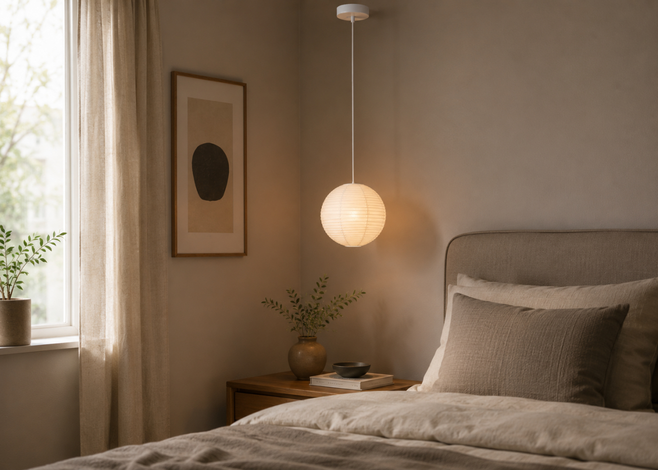 Lampe &agrave; riz 'Lycka' - Blanc 30cm