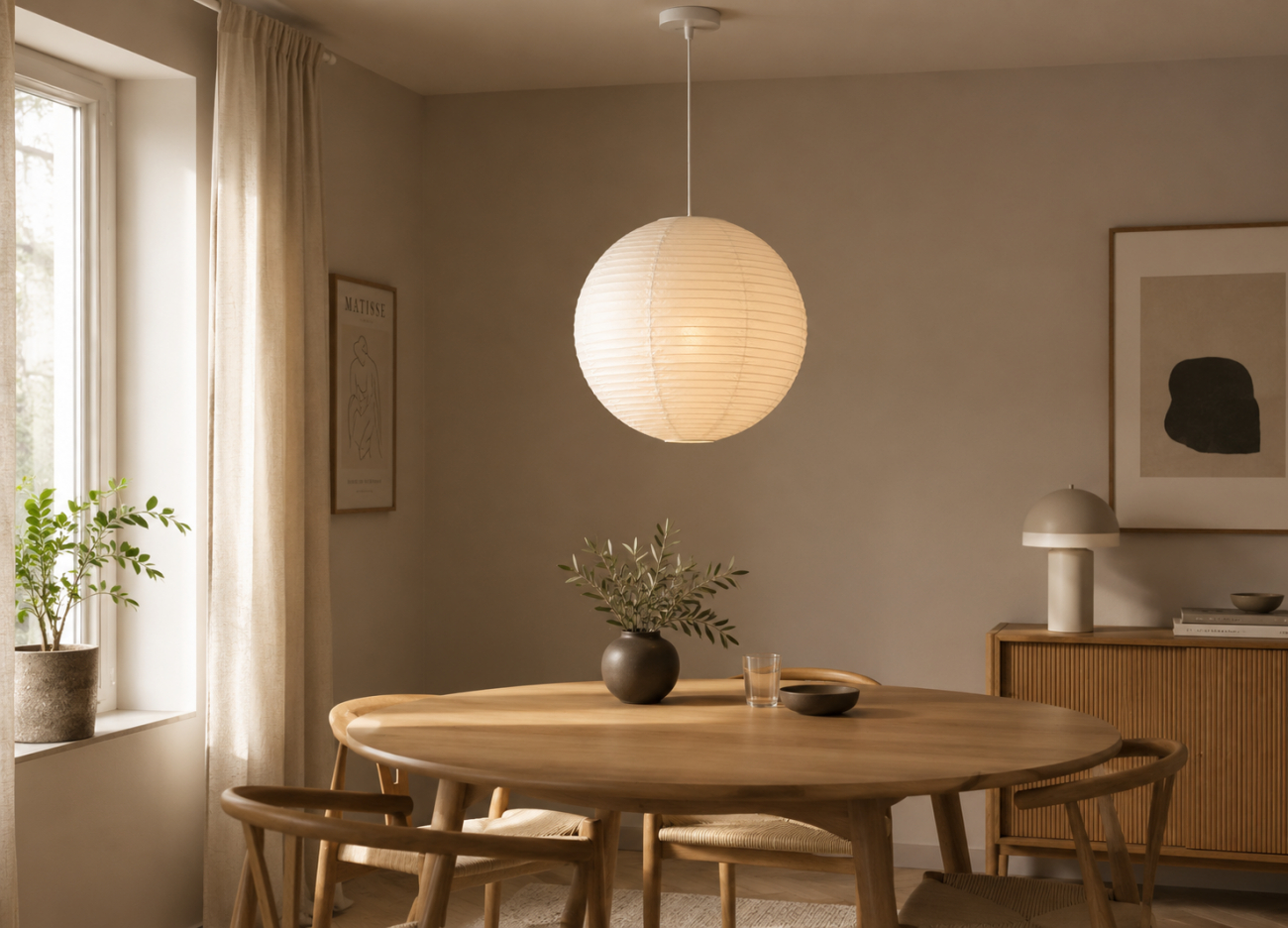 Lampe &agrave; riz 'Lycka' - Blanc 40cm